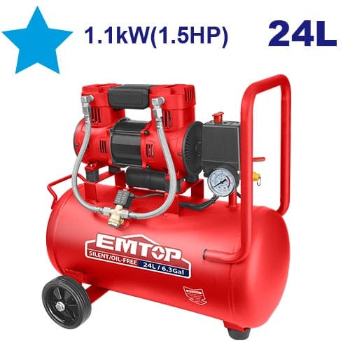 Compresor de aire sin aceite Emtop 24 L 1,5 HP 1100 W (EACPS15243)