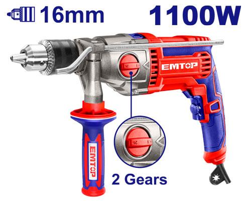 Taladro percutor Emtop 1100 W mandril 16 mm (EMDL21101)
