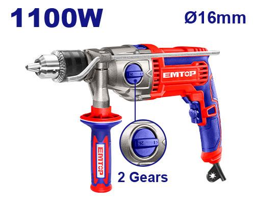 Taladro percutor Emtop 1100 W mandril 16 mm (EMDL21101)